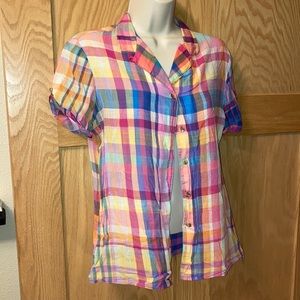 Sweet Little Vintage Top, plaid, sheer, size Sm